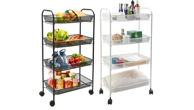 4-Tier Metal Mesh Storage Trolley - 2 Colours