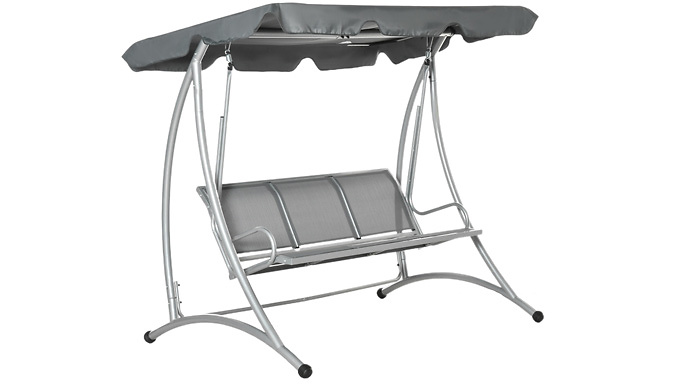 Outsunny Three Person Steel Swing Chair with Canopy Cover - 2 Colours