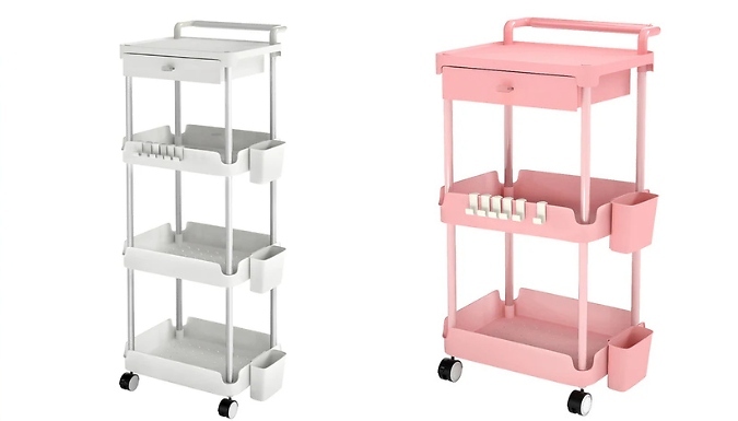 3 or 4-Tier Rolling Storage Trolley - 2 Colours