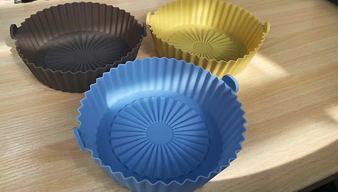 3 Reusable Air Fryer Silicone Pot Trays - 3 Colours