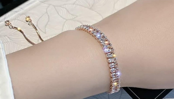 Adjustable Baguette Crystal Tennis Bracelet - Rose Gold!