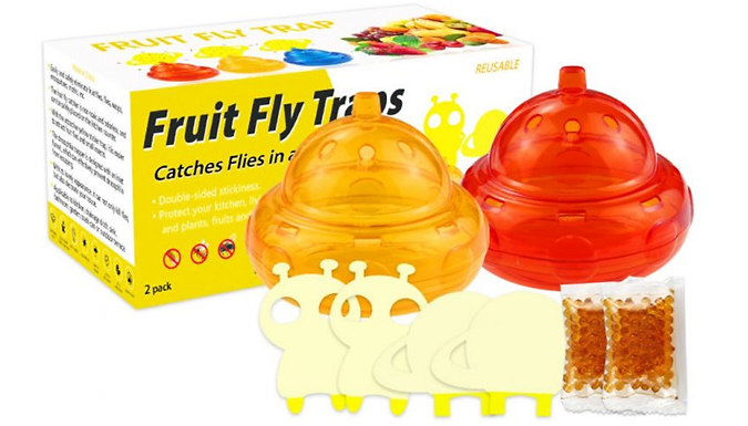 2x Refillable Fruit Fly Pest Trap & Tape