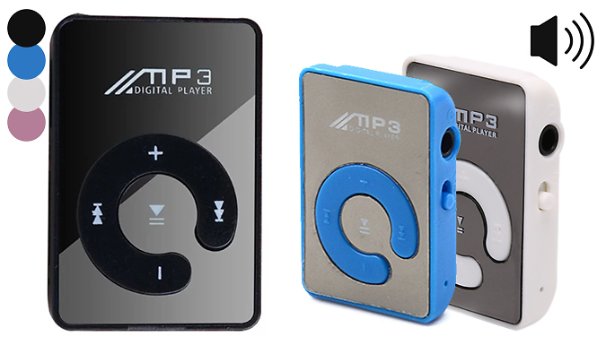 Mini Clip-On USB Digital MP3 Player - 1 or 2 in 4 Colours