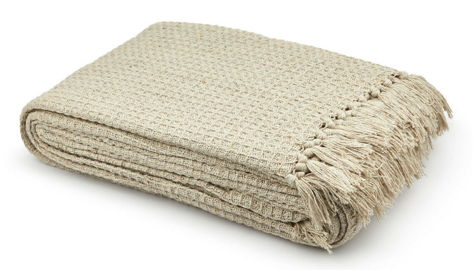 100% Cotton Waffle Knit Throw Blanket - 5 Colours & 3 Sizes