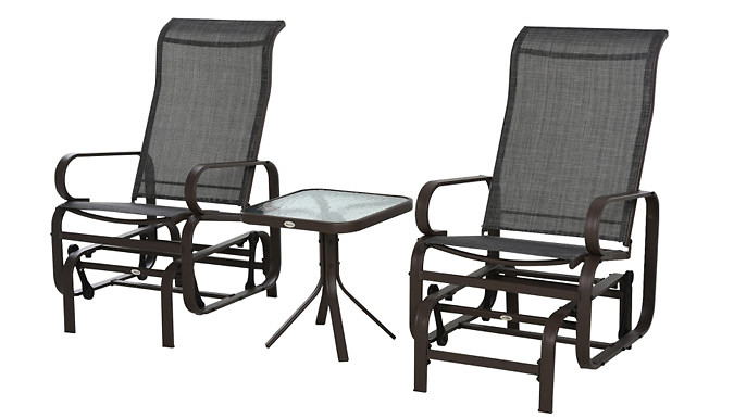 Outsunny Textilene Rocking Chair Set with Tea Table - 2 Colours
