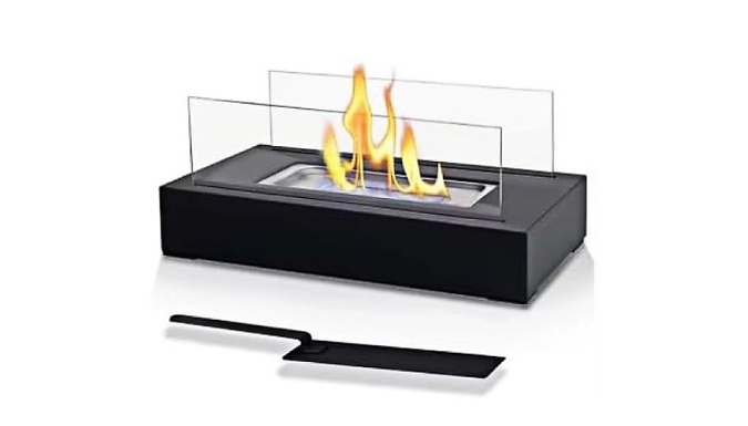 Tabletop Stainless Steel and Glass Firepit