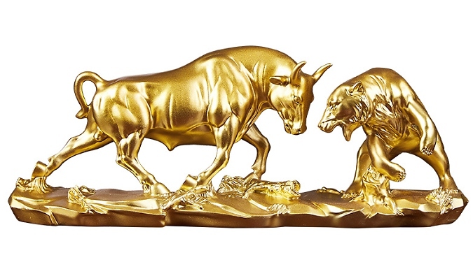 Golden Bull and Bear Decorative Statue
