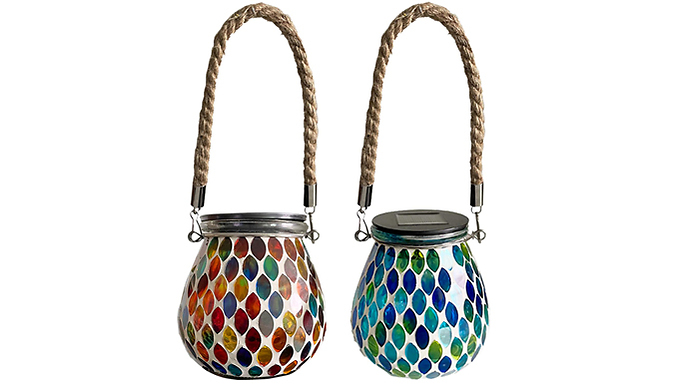 Solar-Powered Waterproof Mosaic Lantern Light - 2 Colours