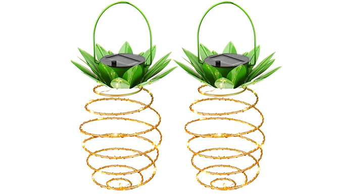 1 or 2 Solar Pineapple Hanging Lights