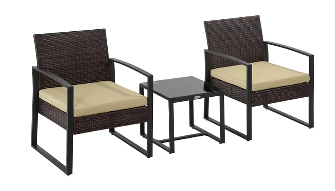 Outsunny 3-Piece Rattan Patio Set