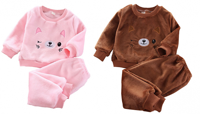 Kids' Bear Fleece Lounge Set - 6 Colours & 6 Sizes