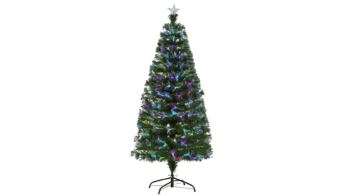 HOMCOM Christmas Tree with Multicoloured Fibre Optic Lights - 3 Sizes