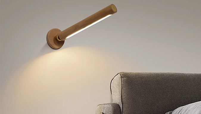 360-Degree Rotatable Wooden LED Wall Lamp