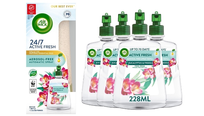 Air Wick 24/7 Active Fresh Automatic Spray Set - with 4 Refills!