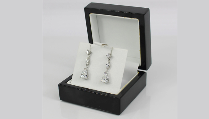 Pear Created Diamond Dangle Drop Earrings With Jewellery Box