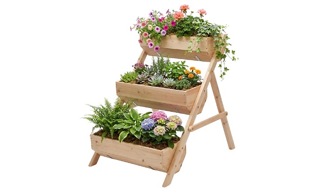 Raised 3-Tier Large Garden Wooden Planter