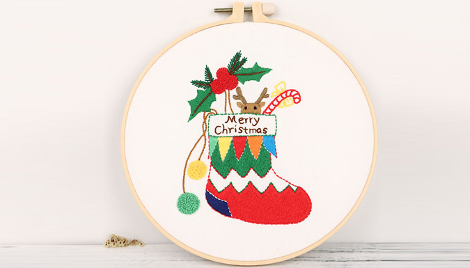 Christmas Themed DIY Cross Stitch Embroidery Starter Kit - 6 Designs