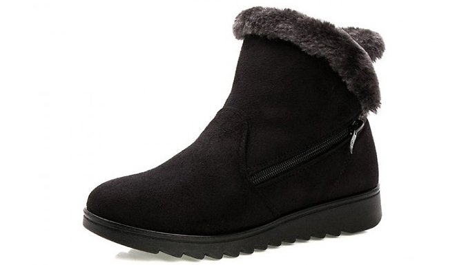Side-Zip Faux Fur Winter Boots - 3 Colours & 4 Sizes Side-Zip Faux Fur Winter Boots - 3 Colours & 4 Sizes