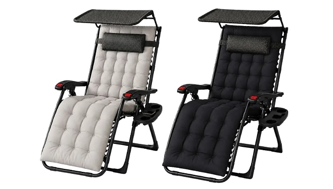 Luxury Gravity Chair with Thick Cushion & Canopy - 2 Colours!