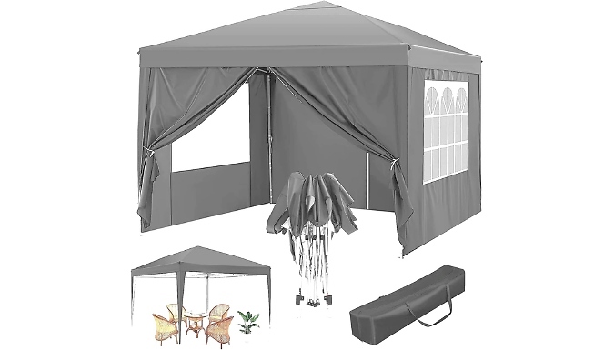 Premium Grey Gazebo With Removable Sides