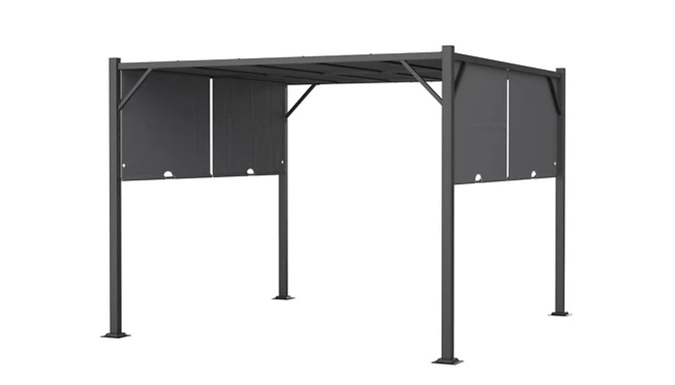 9ft Outdoor Steel Pergola with Retractable Canopy