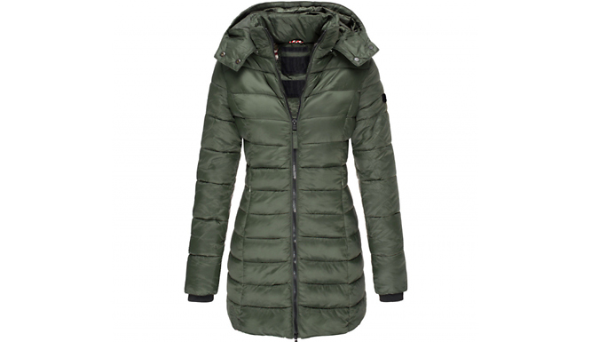 Women's Longline Padded Jacket - 7 Colours & 6 Sizes