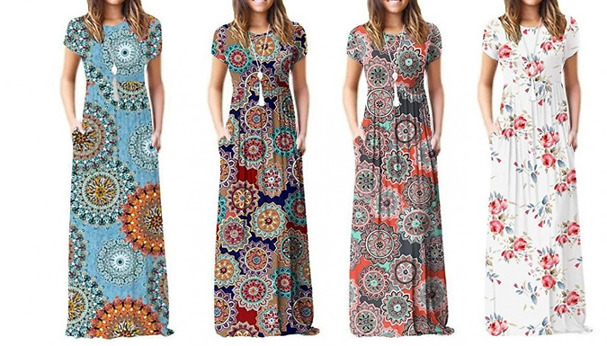 Bohemian Retro Maxi Dress - 7 Colours & 5 Sizes