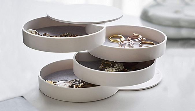 4-Tier Rotating Jewellery Box - 3 Colours