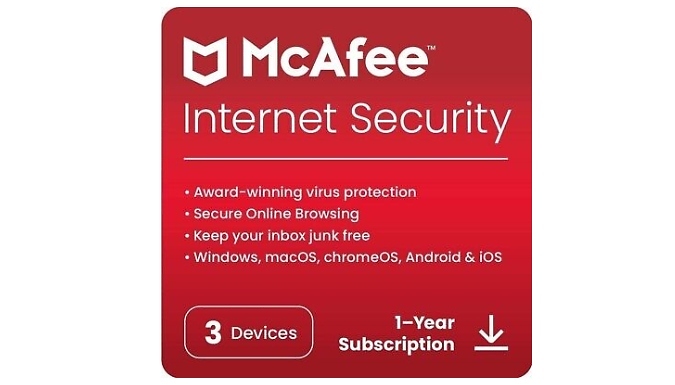 1 or 2 Years Subscription of McAfee Internet Security 2025 - 1 or 3 Devices!