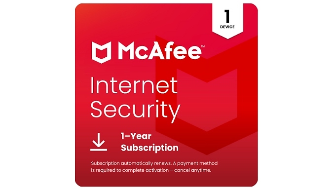 McAfee Internet Security 2025 - 1 or 3 Devices Licence for 1 or 2 Years with Auto Renewal