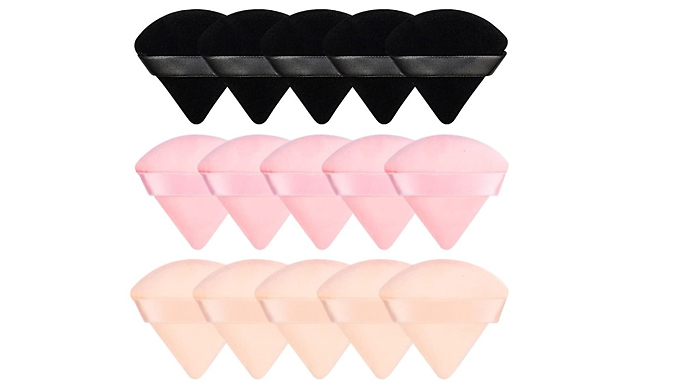 3 or 6 Piece Triangle Velvet Powder Puff Set - 4 Colours