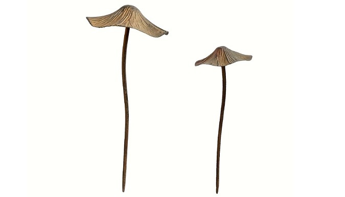 2-Piece Rustic Mushroom Garden Ornament Set