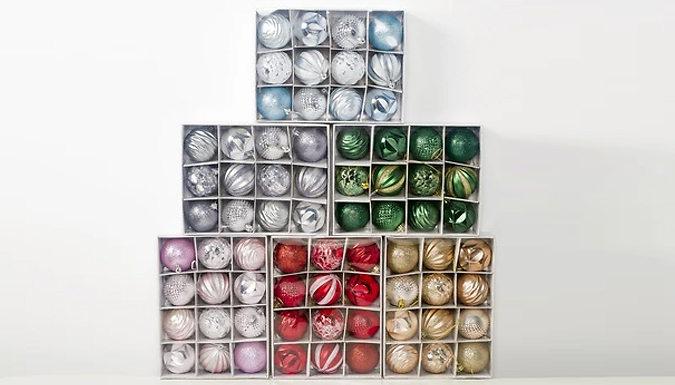 2 Packs of 12 Christmas Tree Baubles - 6 Colours