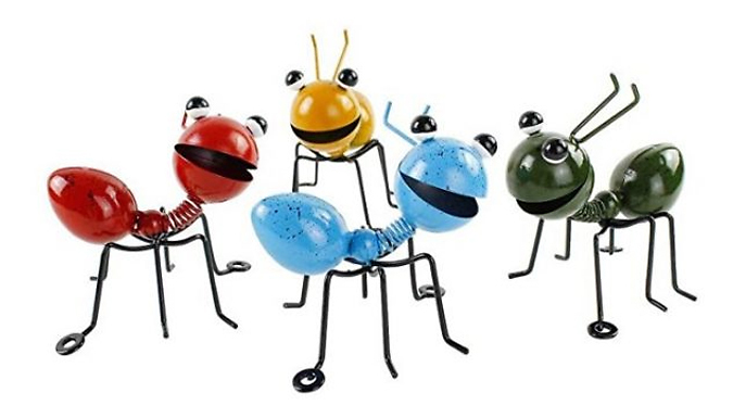 1 or 4 Colourful Metal Mini Ant Ornament - 4 Colours