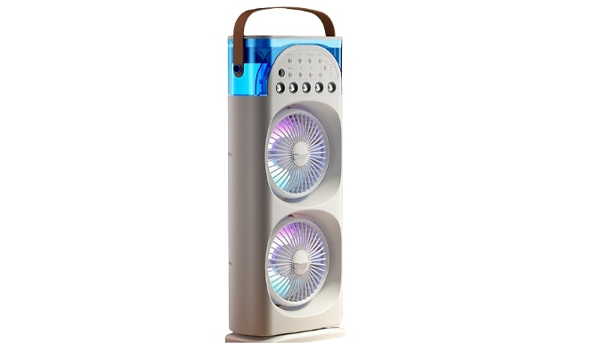 Double-Head Electric Fan with Cooling Mist!