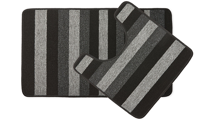 2-Piece Jersey Stripes Bathmat Set - 5 Colours