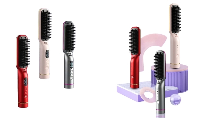 Electric Hair Straightener Brush - 3 Colours, 2 Options