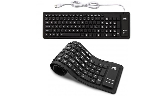 Silicone Flexible Wired Black Keyboard from Go Groopie