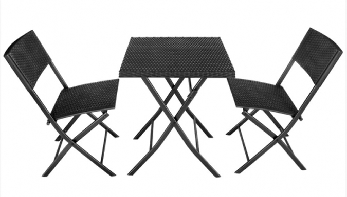 3-Piece Rattan Bistro Table & Chairs Set - 2 Colours