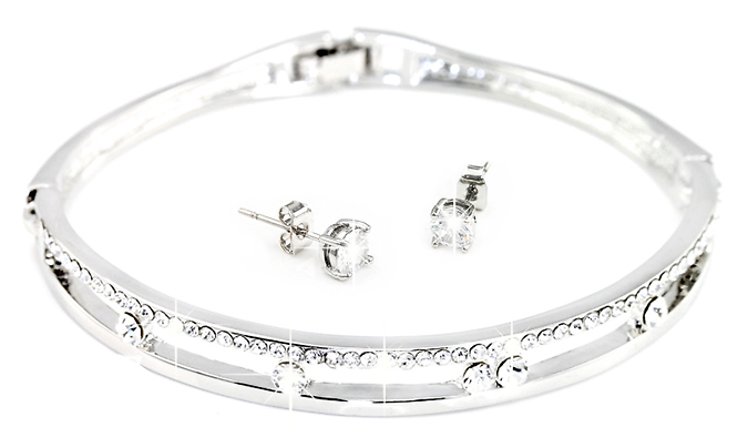 Anabelle Bracelet & Earrings Set with Swarovski Crystals