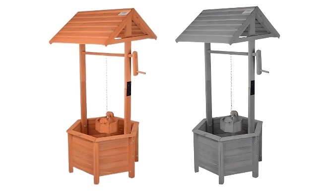 Fir Wood Functional Garden Wishing Well Planter - 2 Colours!