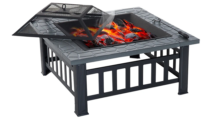 Square Garden BBQ Grill Fire Pit