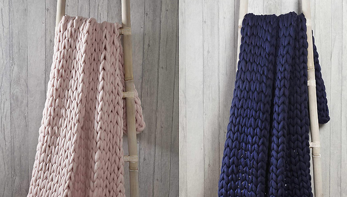 Chunky Cable Crochet Throw Blanket - 4 Colours