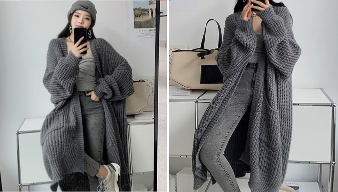 Women s Knitted Oversized Longline Cardigan 4 Colours Sizes