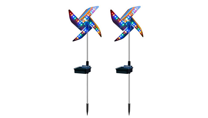 Solar Multicolour LED Windmill Lawn Lights - 2 or 4