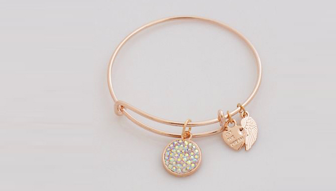 Crazee Trend Silver or Rose Gold Plated 'Live The Dream' Charm Bangle