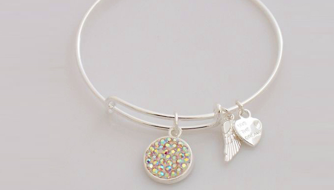 Silver or Rose Gold Plated 'Live The Dream' Charm Bangle
