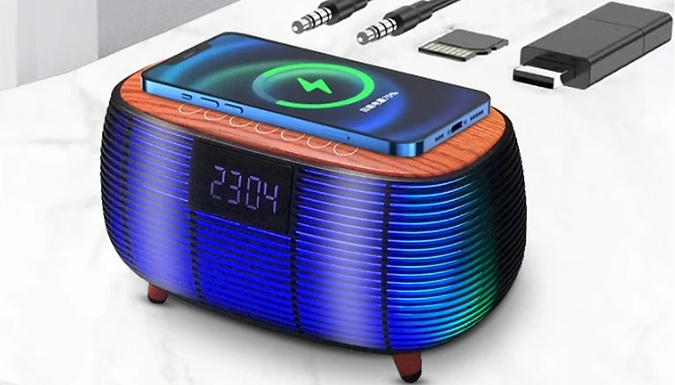 4-in-1 Multi-Functional Bluetooth Speaker - Charger, Alarm, Light & Speaker!