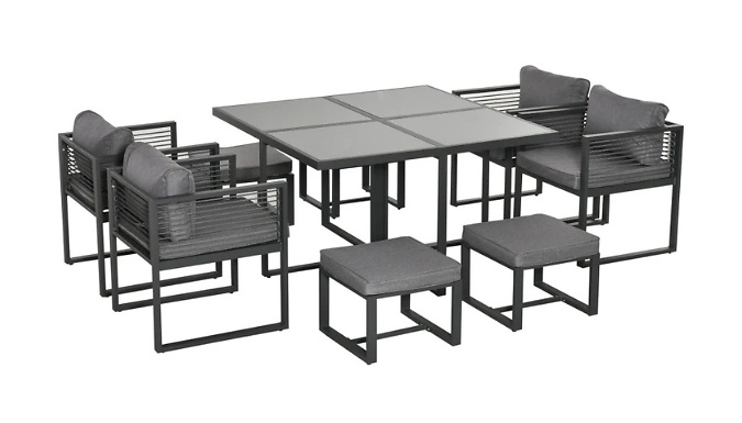 9-Piece Outsunny Aluminium Garden Dining Set