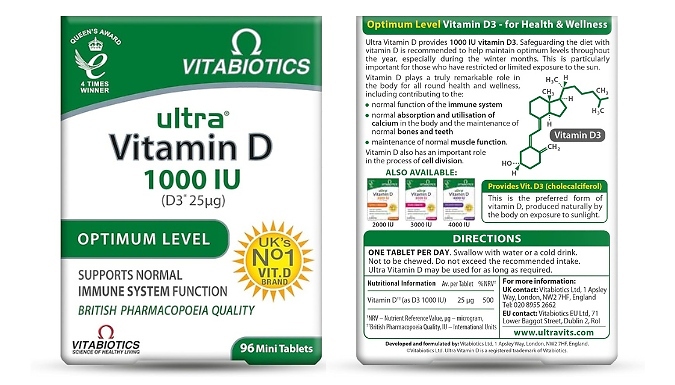 Ultra Vitamin D 1000 IU Tablets - 96 Day Supply!